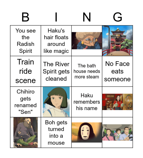 Spirited Away Bingo Card