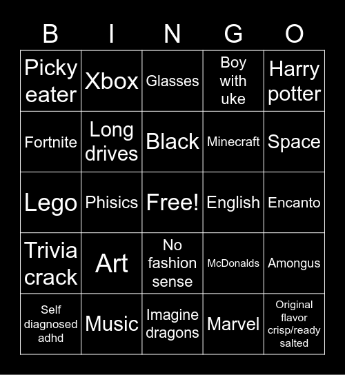 Similaritys Bingo Card