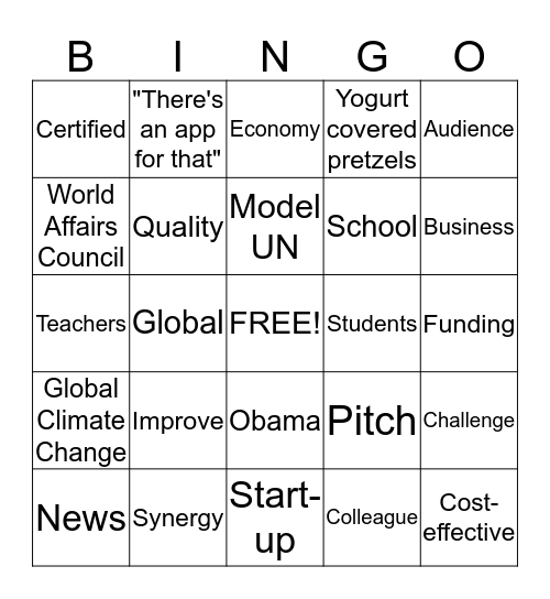 Elevator Pitch Bingo  Bingo Card