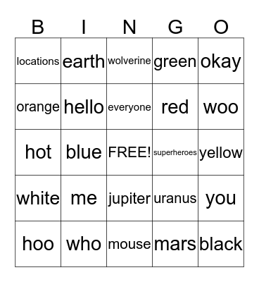 Library Orientation Bingo Card
