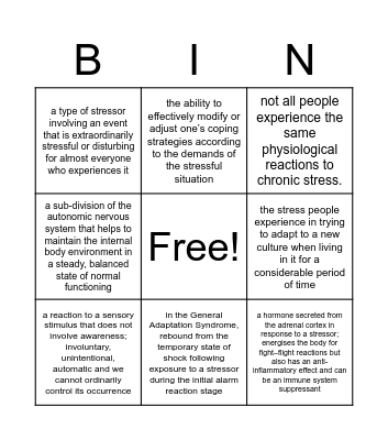 U3 AOS 1 Bingo Card