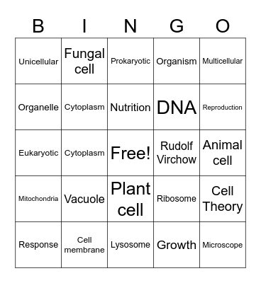 Cell Bingo Review Bingo Card