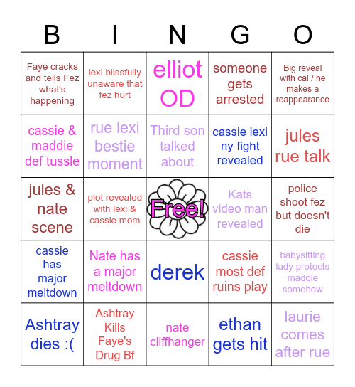 Euphoria Bingo Card