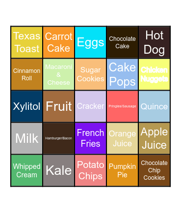 Desserts Bingo Card