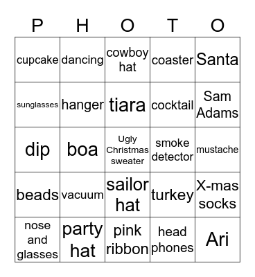 Slide Show Pot Luck Nite Bingo Card