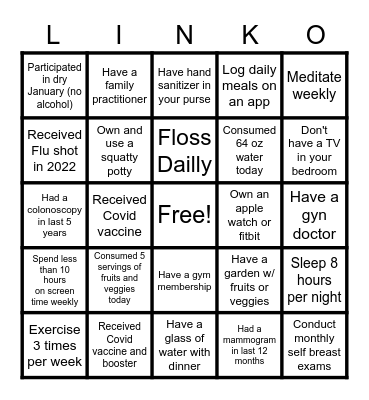 Bold City Linko Bingo Card