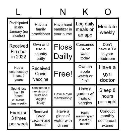 Bold City Linko Bingo Card