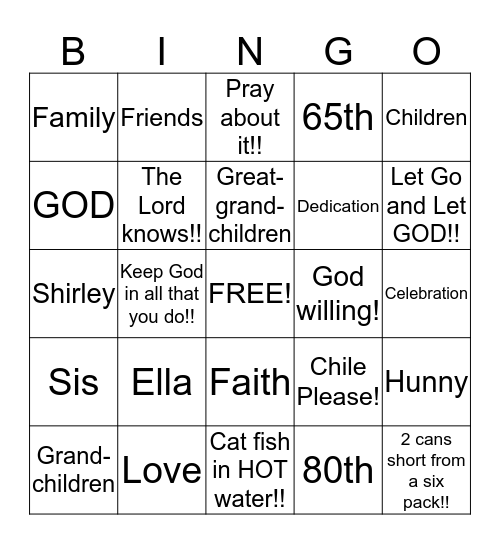 Birthday Celebration Bingo Card