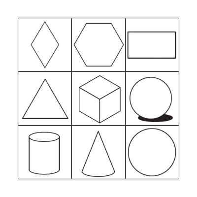 2D and 3D Shapes Bingo Card