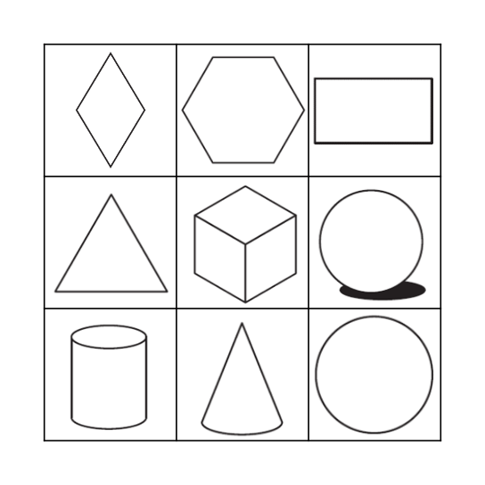 2D and 3D Shapes Bingo Card