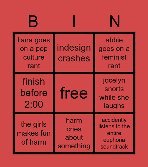 chimes layout Bingo Card