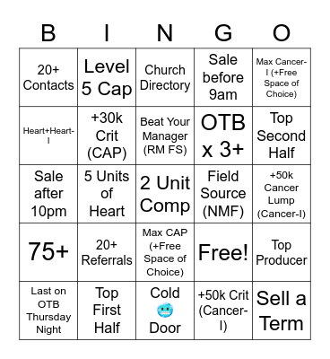 March Madness Bingo Card