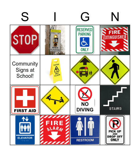 Community Signs at School Bingo Card