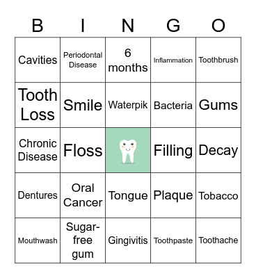 Oral Health Bingo Card