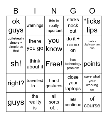 Mr Le May Bingo Card