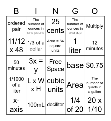 Number Corner Review Bingo Card