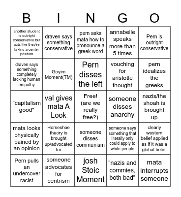 Intro to Politics Bingo Card