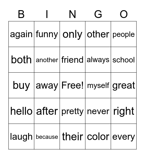 1B Tricky Words #1-24 Bingo Card
