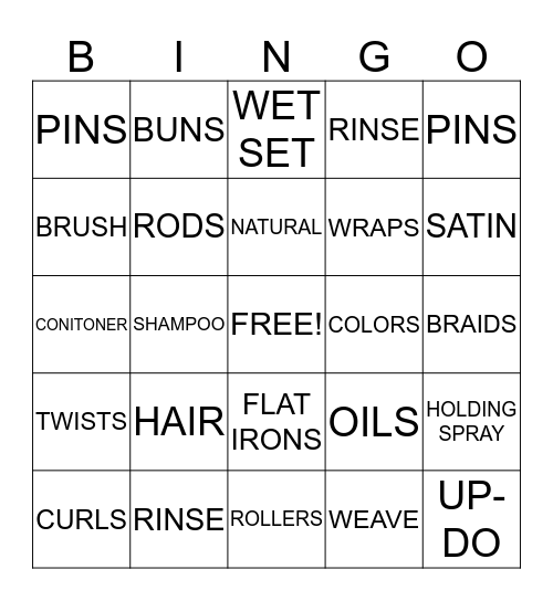 HAIR Bingo Card
