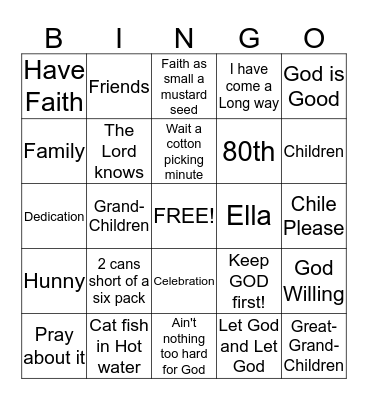 Birthday Celebration Bingo Card