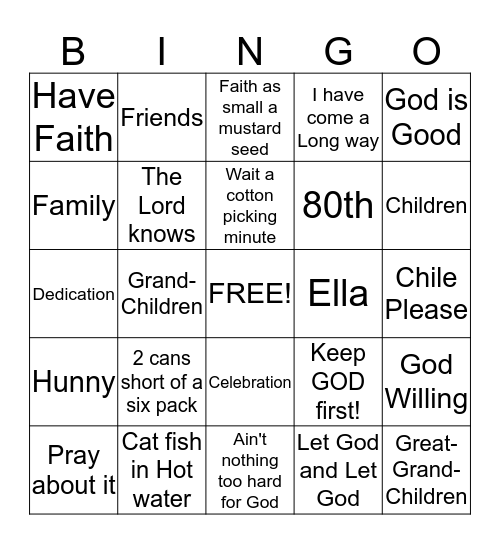 Birthday Celebration Bingo Card