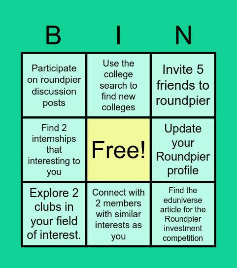Roundpier Trivia Bingo Card