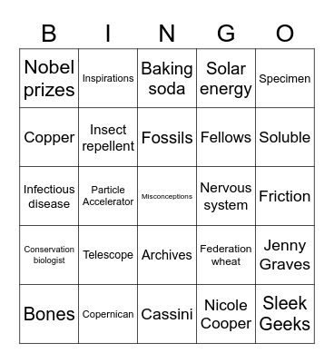 Australia's Scientists Bingo Card