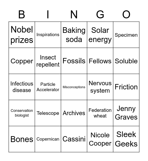 Australia's Scientists Bingo Card