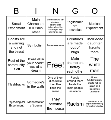 His House Bingo Card