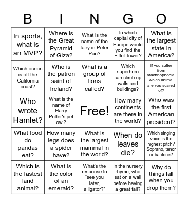 FIMS Rise and Shine Bingo Card