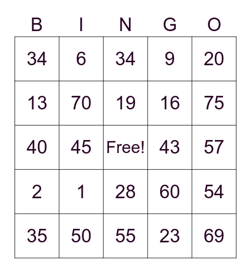 PSHWVC FAMILY DAY VIRTUAL BINGO Card