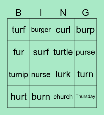 ur diagraph Bingo Card