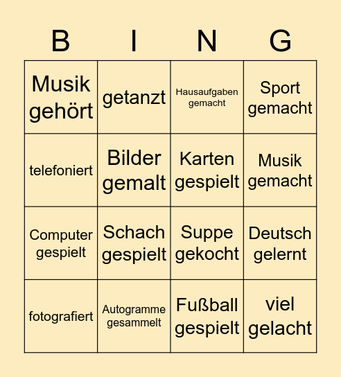 Perfekt KiKu Bingo Card