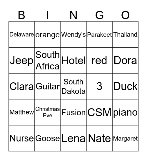 Louise Bingo!!! Bingo Card