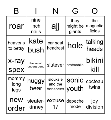 how similar is your music taste to soshime Bingo Card