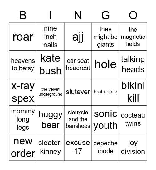 how similar is your music taste to soshime Bingo Card
