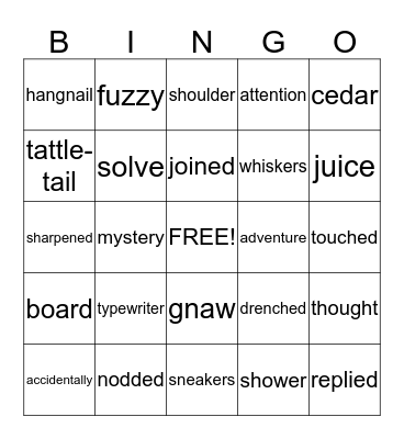 Song Lee and the Hamster Hunt Bingo Card