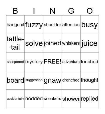 Song Lee and the Hamster Hunt Bingo Card