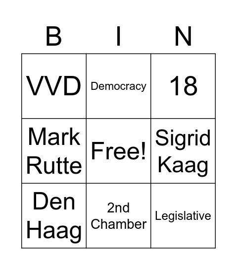 Dutch politics Bingo Card