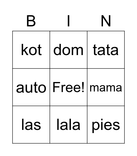 Bingo Duszki Bingo Card