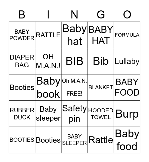 Mason Baby Shower Bingo Card