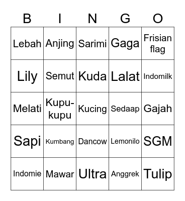 Rhea Bingo Card