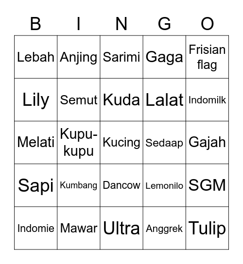 Rhea Bingo Card