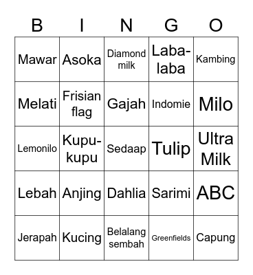 Bingo Aruni Bingo Card