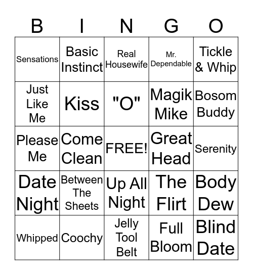 Pure Romance Bingo Card