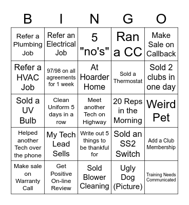 Customer Service/Tech Bingo Card