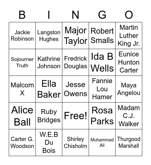 Black History Bingo Card