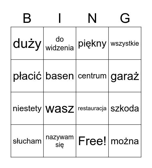 Hotel "Polski" Bingo Card