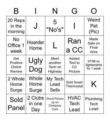 Neighborhood Electrical Bingo Card