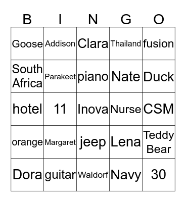 Louise Bingo!!! Bingo Card